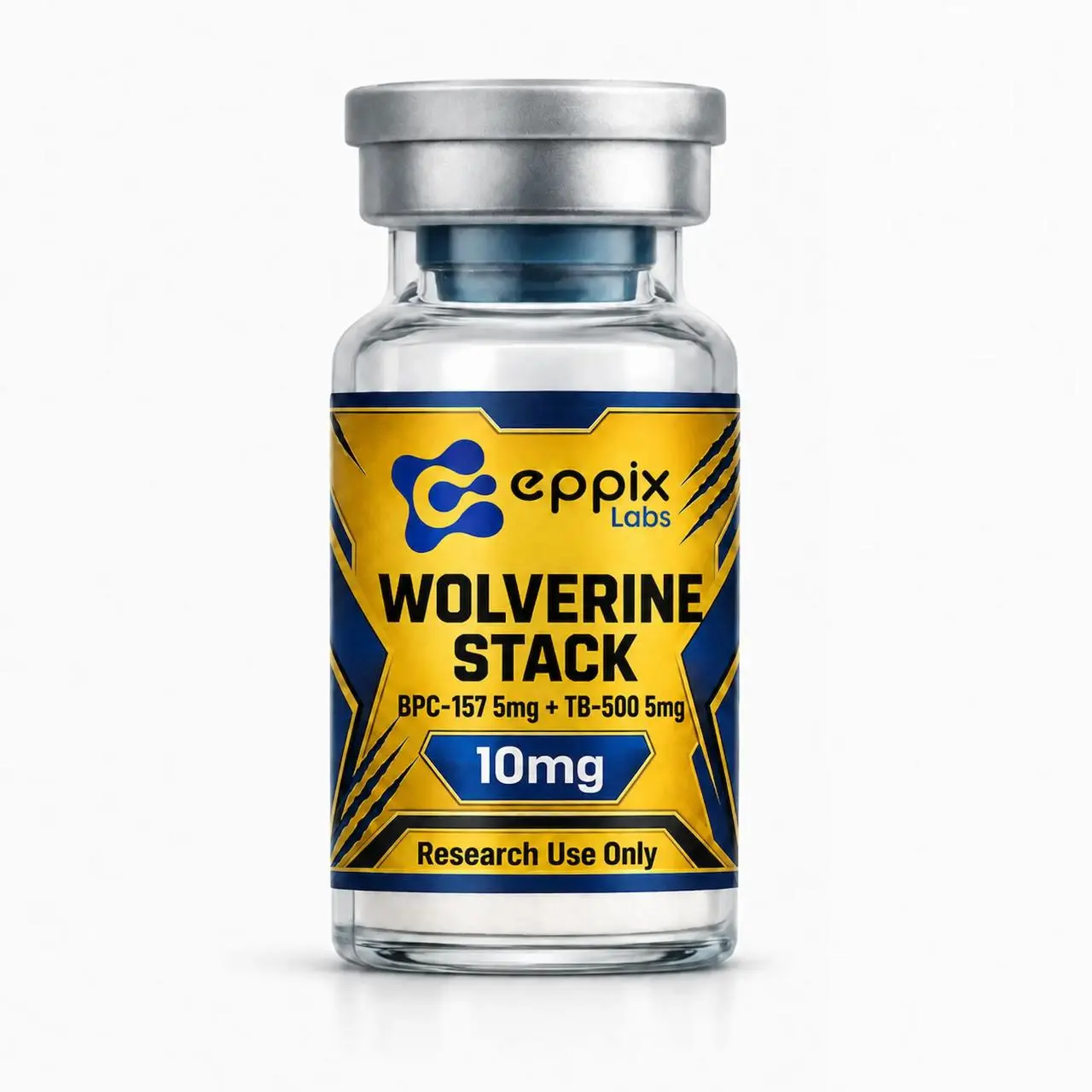 Wolverine Stack, 10mg, lyophilized research peptide vial, Eppix Labs