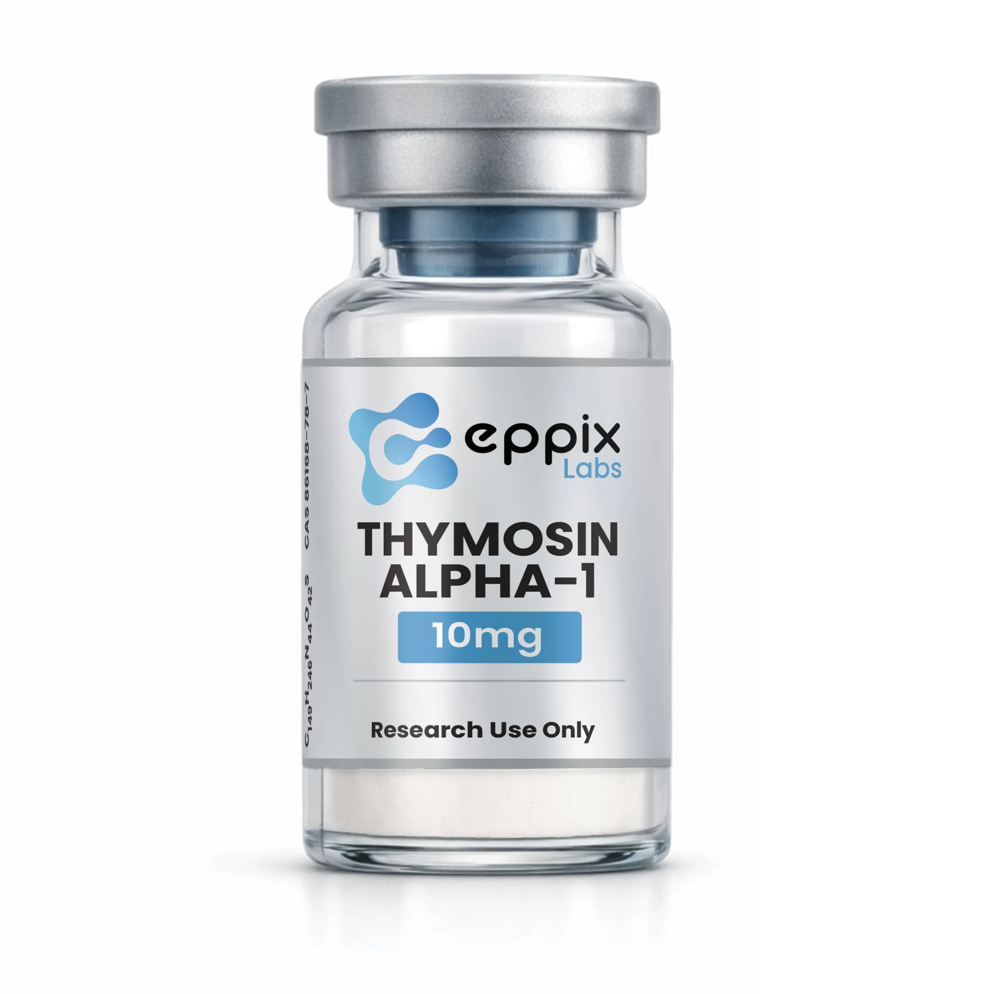 Thymosin Alpha-1, 10mg, lyophilized research peptide vial, Eppix Labs